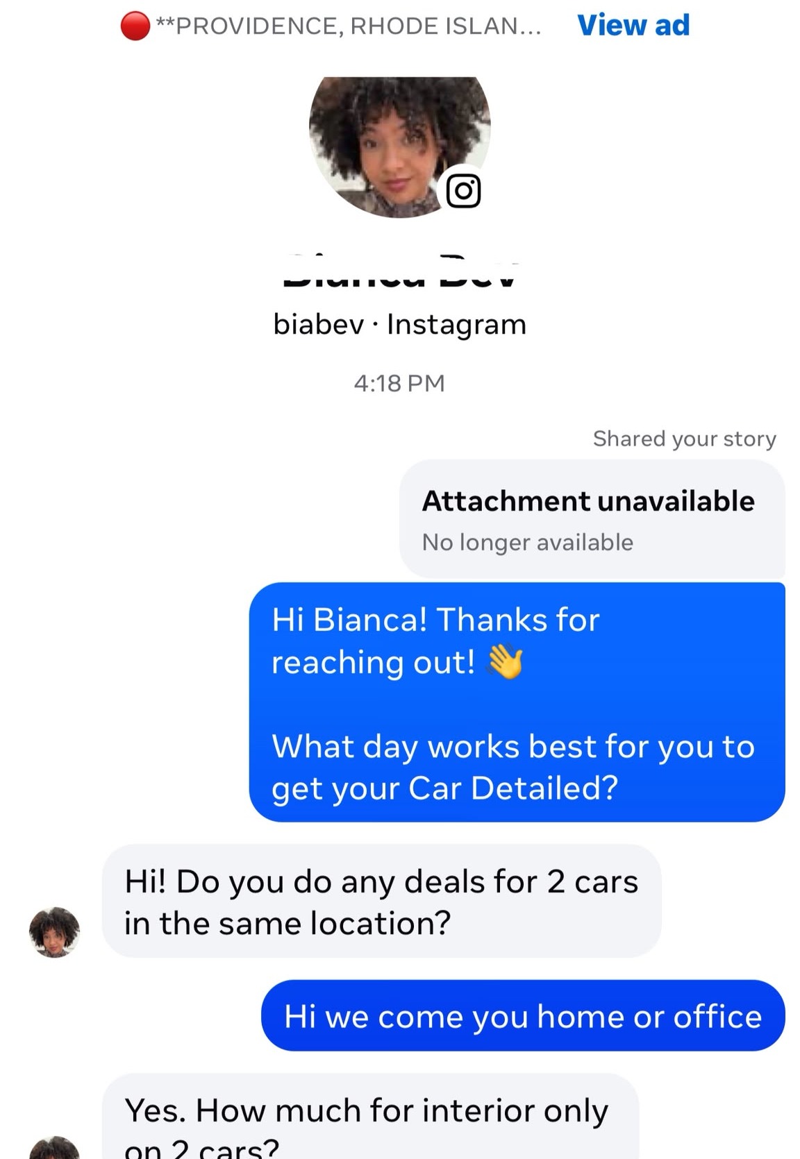 Conversación real con clienta interesada en detailing de 2 autos